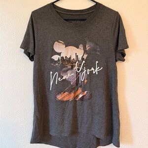 Disney Womens Size XL Mickey Mouse New York Charcoal Gray Short Sleeve T-shirt